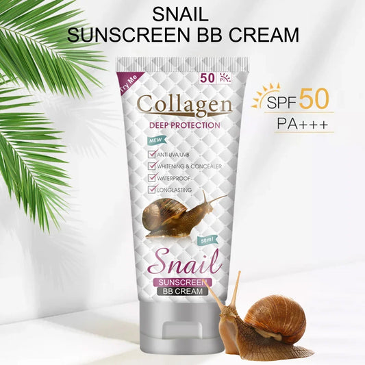 Snail Collagen Sunscreen BB Cream – Whitening, Anti-Aging, Moisturizing & Long-Lasting Sunblock